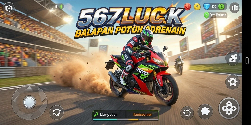 Screenshot gameplay mendebarkan dari balapan motor 567LUCK.