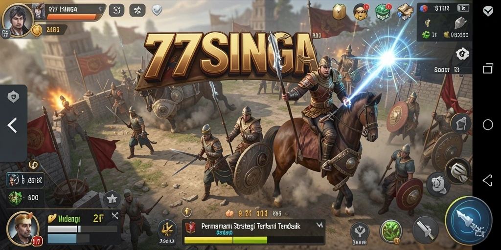 Screenshot dari gameplay strategis 77SINGA yang intens.