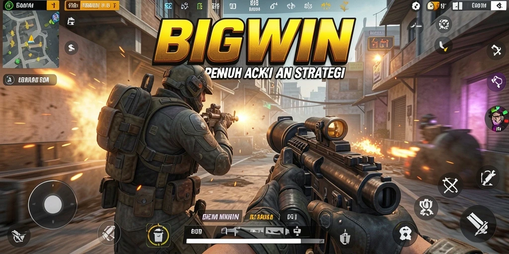 Tampilan gameplay mendebarkan dari BIGWIN dengan aksi FPS yang seru.