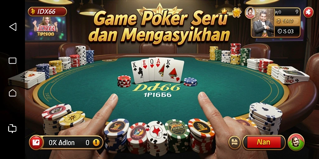 Tampilan gameplay poker yang seru dan mendebarkan.