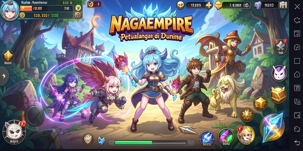 Tampilan gameplay seru di dunia fantasi NAGAEMPIRE.