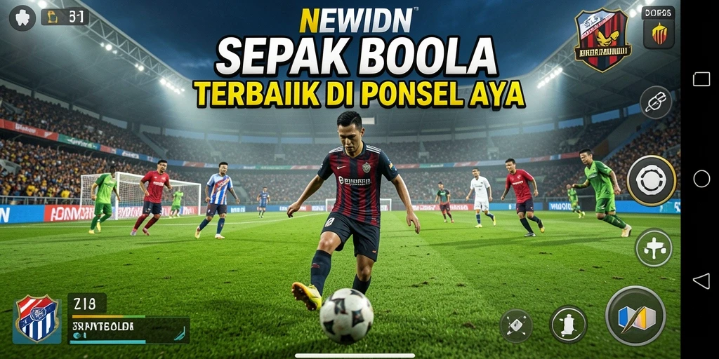 Tampilan gameplay <strong>NEWIDN</strong> yang mendebarkan dengan aksi sepak bola seru.