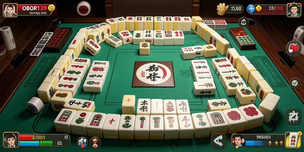 Screenshot permainan OBOR138 menampilkan aksi mencocokkan ubin Mahjong yang seru.