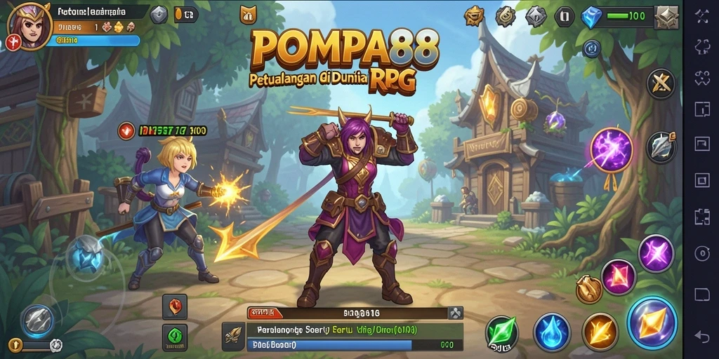 Tampilan gameplay POMPA88 yang memukau dan penuh warna.