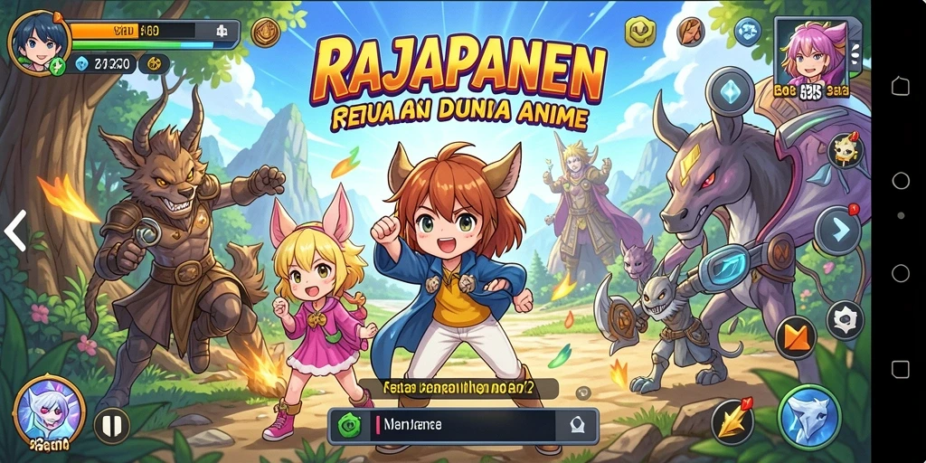 Tampilan gameplay menarik dari RAJAPANEN dengan karakter anime.