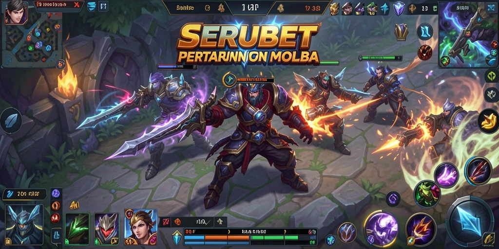Tampilan seru dalam pertempuran game MOBA SERUBET